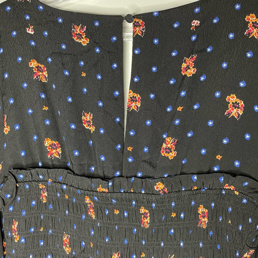Free People Womens Two Faces Mini Dress Sz S Drop Waist Black Floral Boho Fairy - Picture 10 of 13